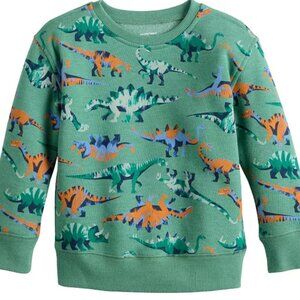 NWT Jumping Beans Baby Boy Graphic Fleece Crewneck Sweatshirt 12 Month Dinosaurs